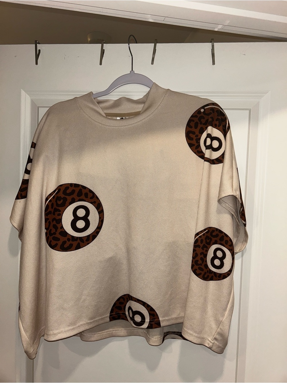 Cream Leopard 8-Ball Oversized Top and Skort Set